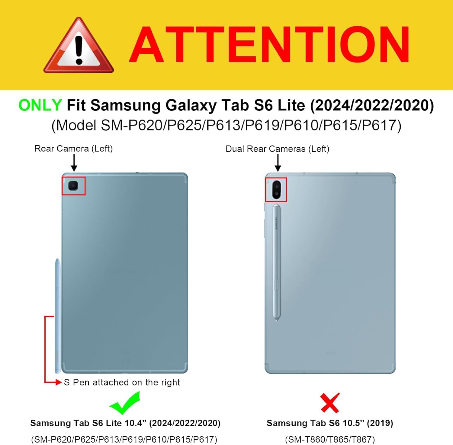 Detalle de Fintie Hülle für Samsung Galaxy Tab S6 Lite 10.4 (2024/2022/2020) – Soft-TPU Rückseite mit S-Pen-Halter, Jeansoptik Türkis