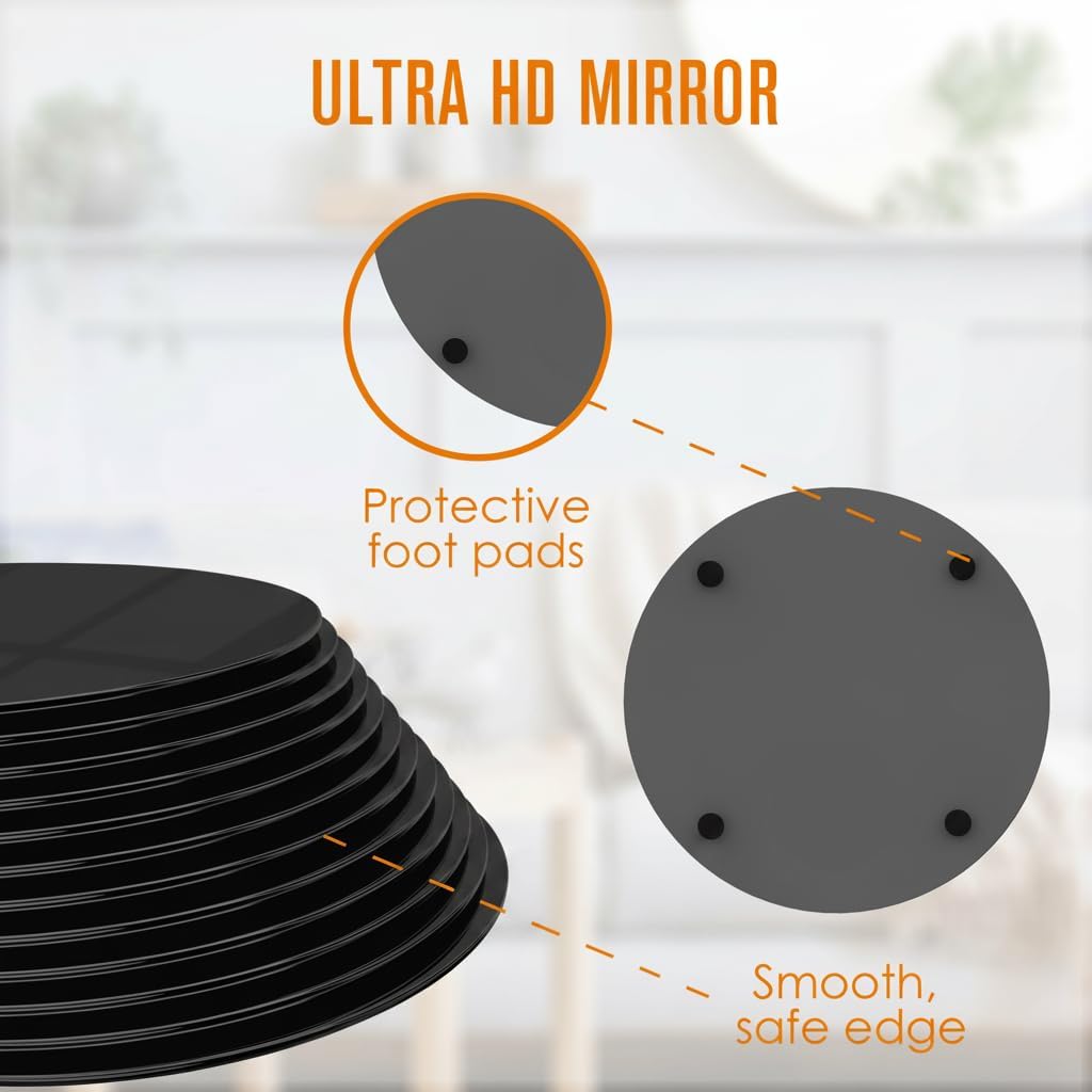 Detalle de Houseables Round Mirror Centerpiece Trays, 8-Inch