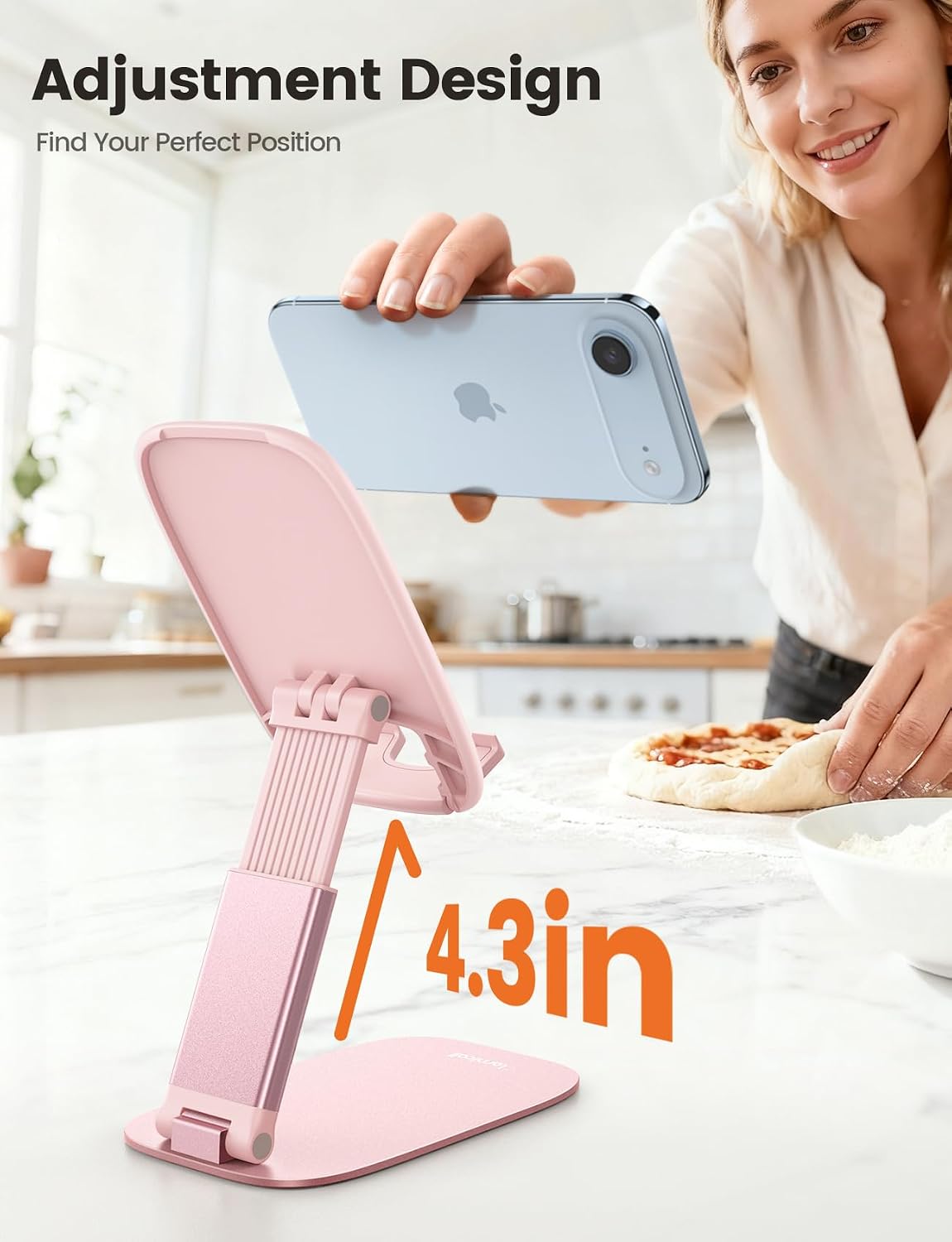 Detalle 2 de Lamicall Foldable Ultra-Thin Pink Phone Stand, Adjustable and Portable