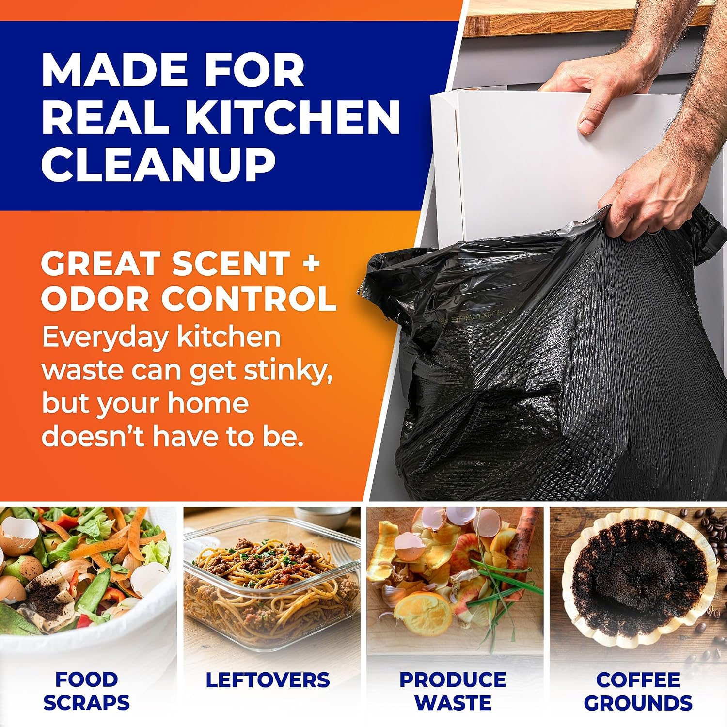 Thumbnail 4 de Hefty Ultra Strong 13 Gal Kitchen Trash Bags, Blackout, Clean Burst, 80 ct