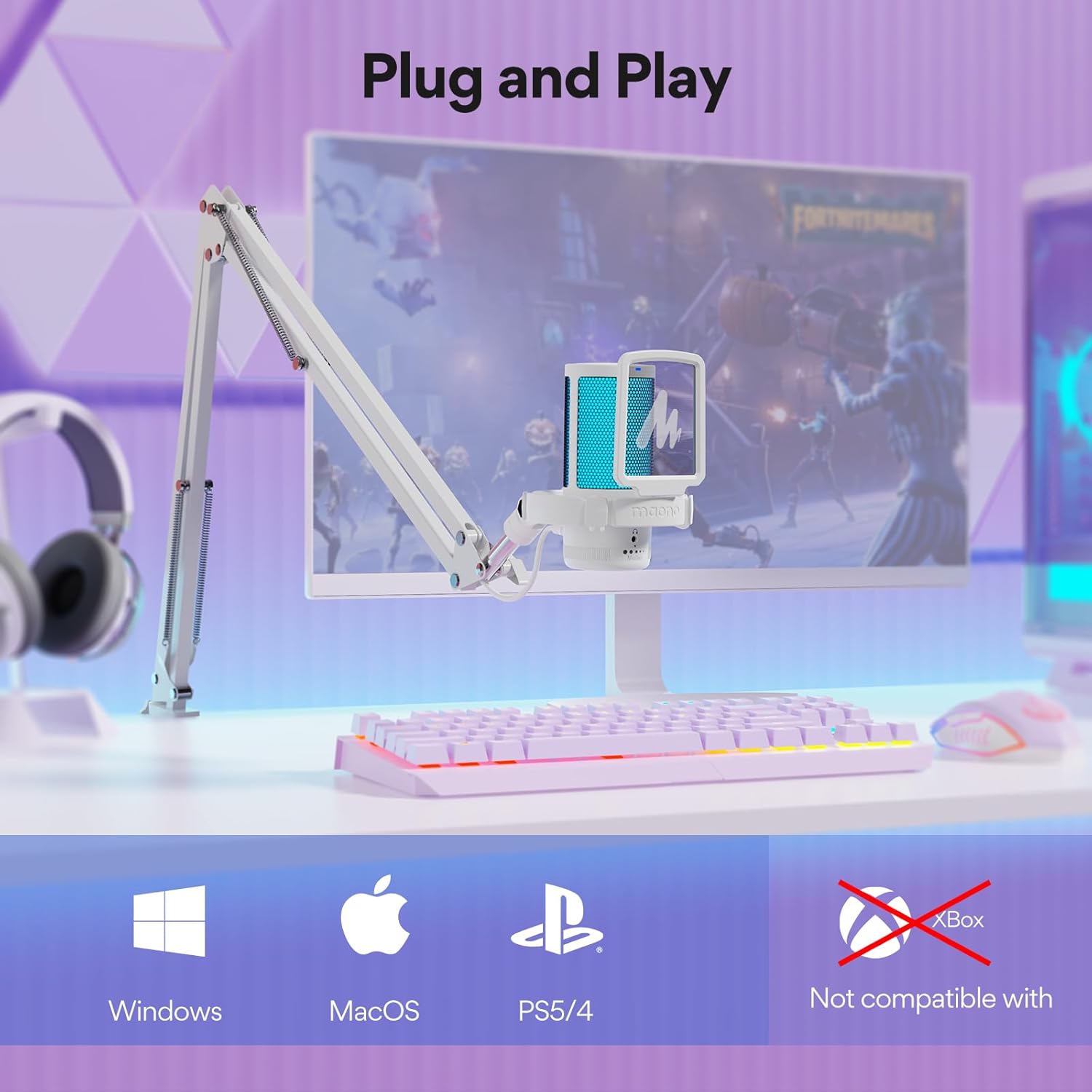 Detalle de MAONO DGM20S Gaming-USB-Mikrofon mit RGB, Noise-Reduction und Stummschaltung