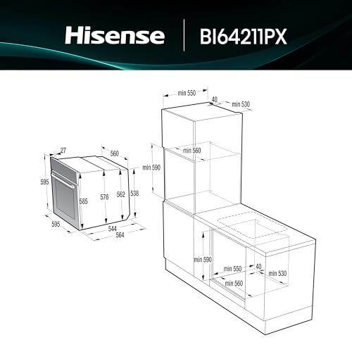 Detalle de Forno da incasso multifunzione Hisense BI64211PX: cavità 77 L, pizza 300°C, pirolisi e AirFry