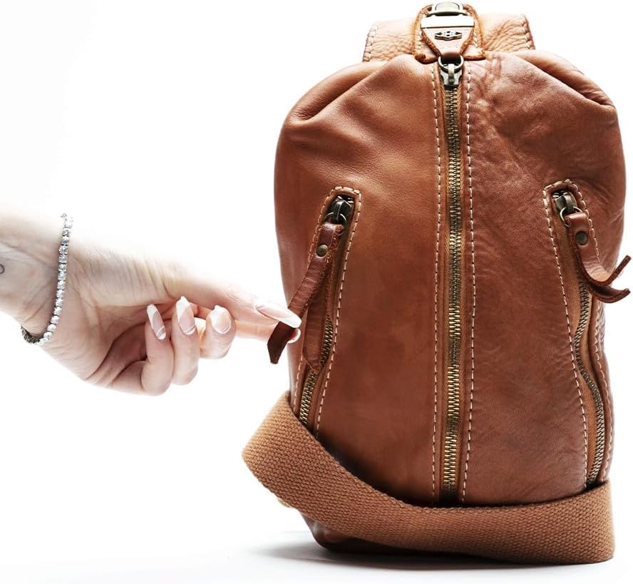 Thumbnail 1 de BARONE Sac à bandoulière pour homme en cuir véritable, fabrication italienne