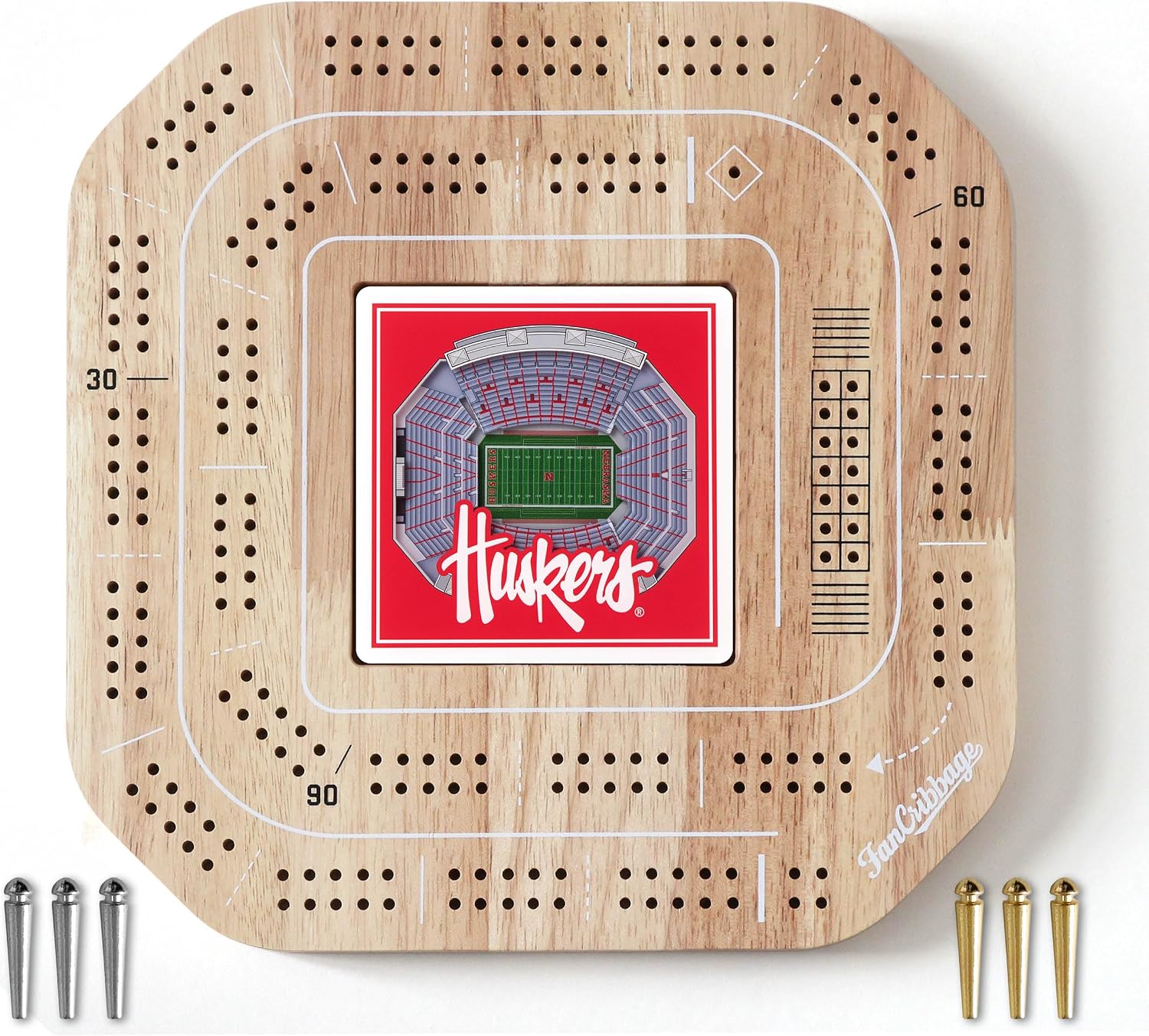 Detalle de YouTheFan NCAA Licensed Fan Cribbage Wood Board Game for Two Players