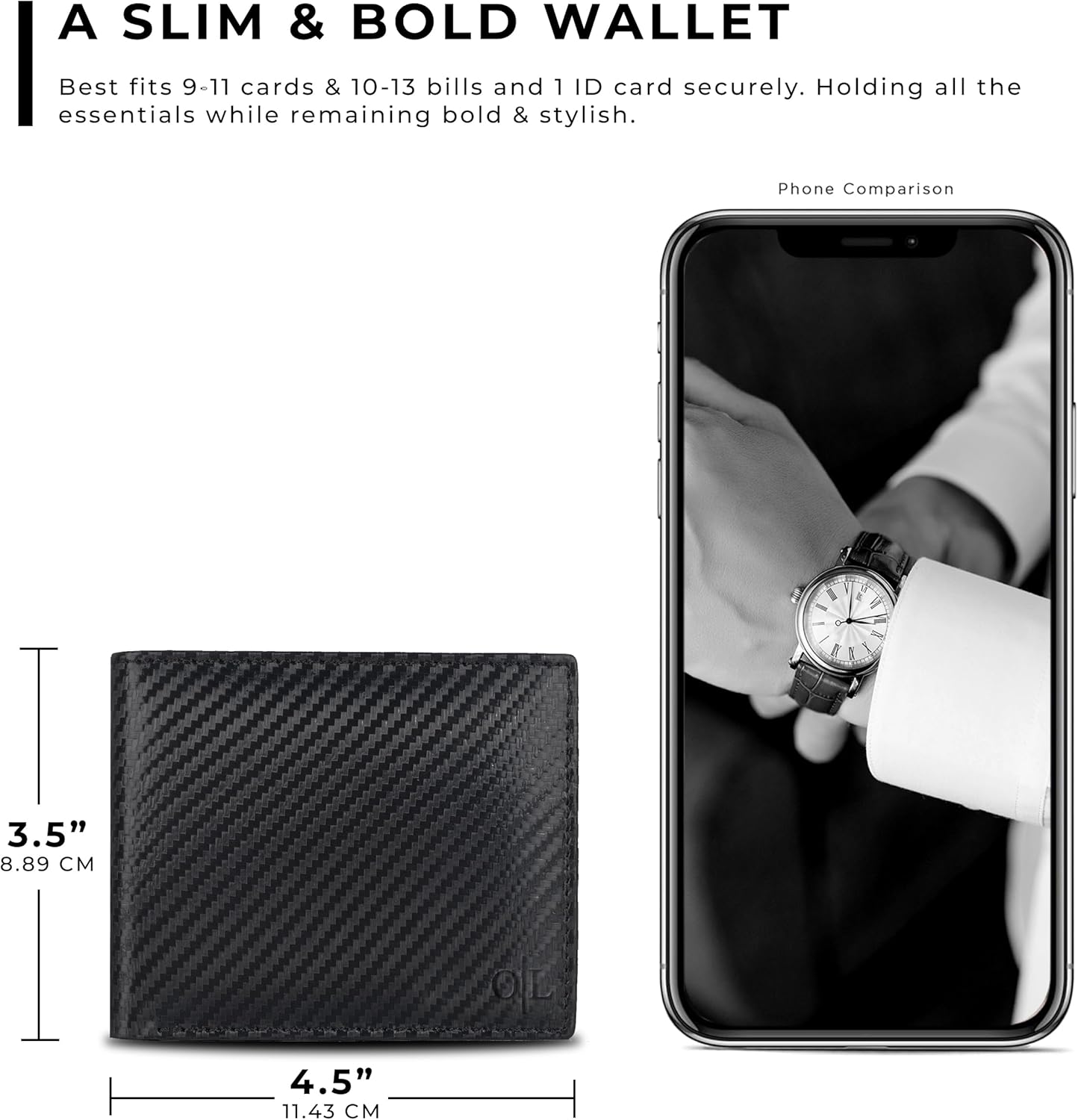 Detalle 2 de Oak Leathers Black Wallet 9‑slot RFID