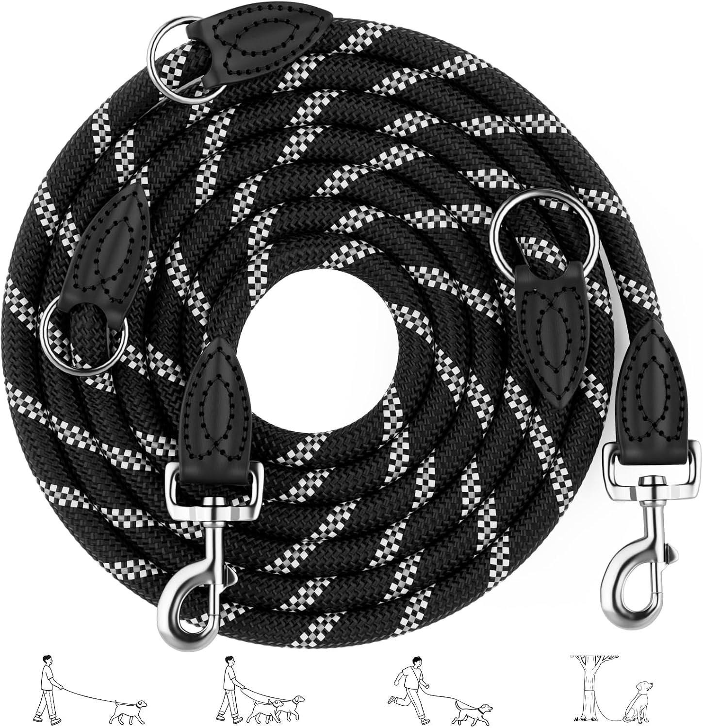 Detalle de Aystkniet 3M Verstellbare Hundeleine für Große und Mittlere Hunde – 2 m/3 m, Reflektierend, 12 mm Nylon, 250 kg Belastung