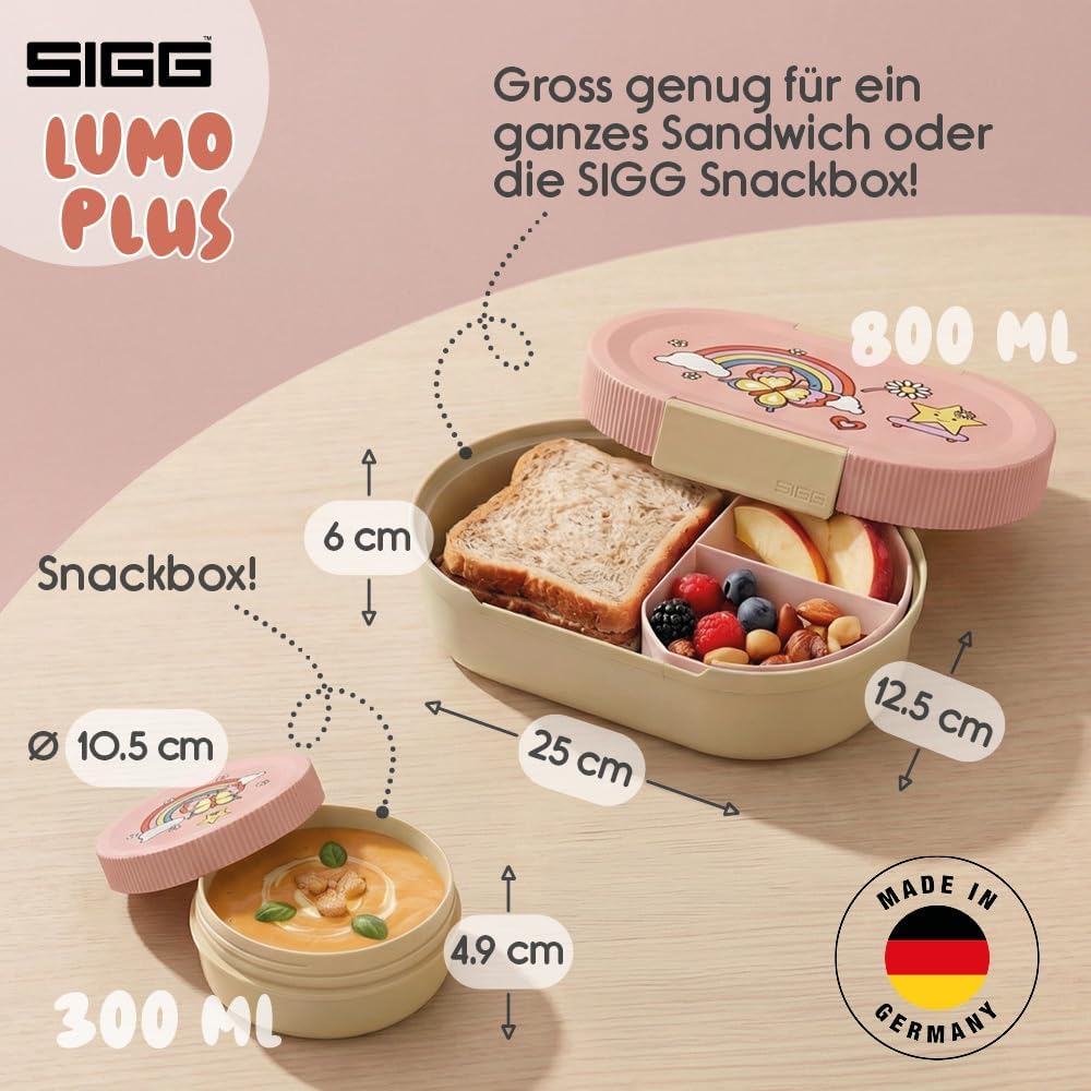 Detalle de Sigg LUMO Kids Lunchbox Rainbow Plus – Zweiteiliges Frühstücks- und Snacksystem für Schule, Kita & Freizeit