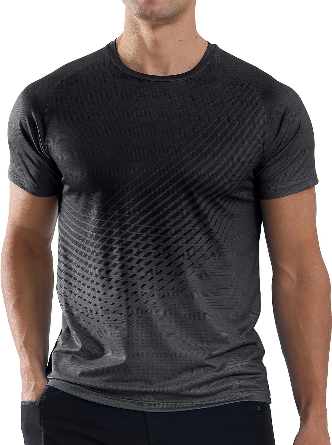 Detalle de Men’s Moisture-Wicking Gym T-Shirt: Breathable Quick-Dry Short Sleeve Top