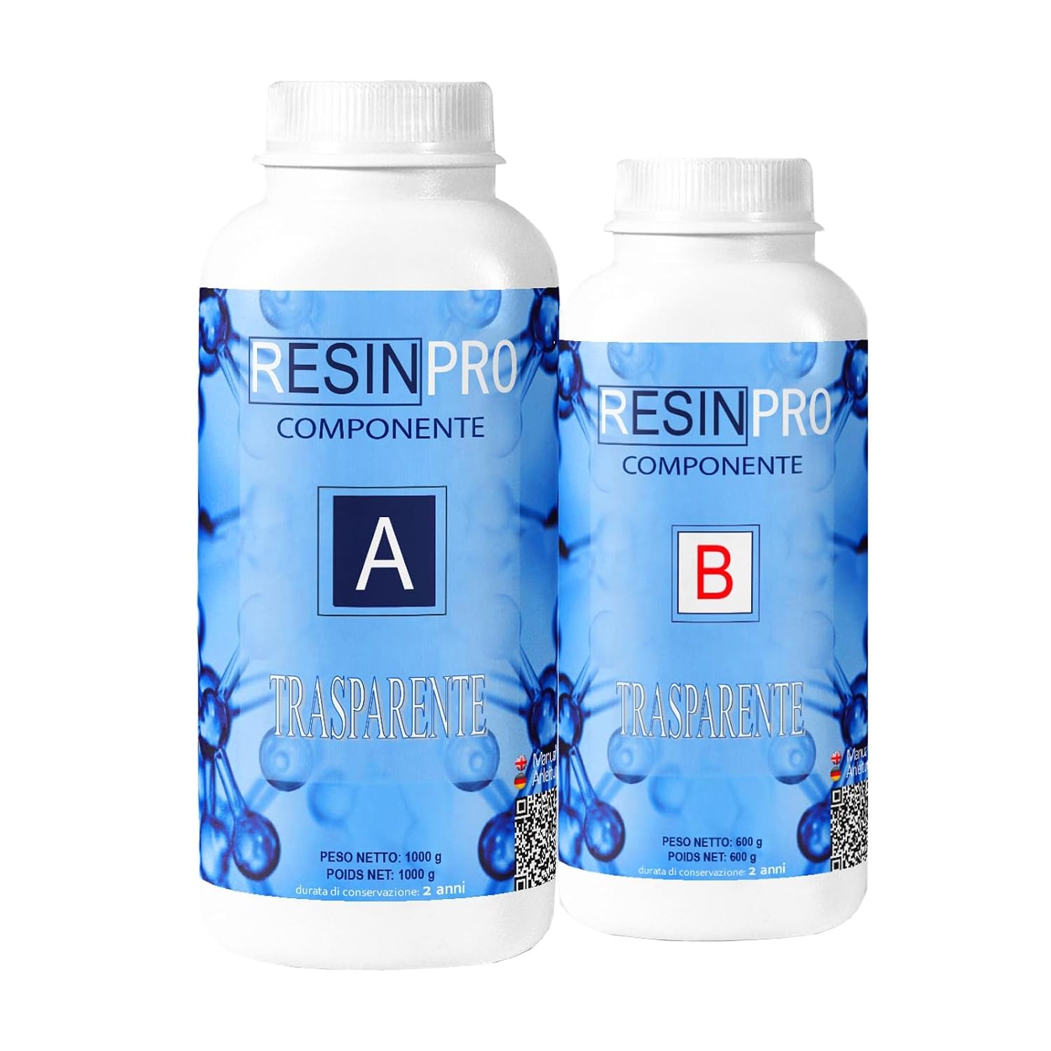 Resin Pro ® 160 gr: Resina epossidica Ultra Trasparente Atossica, kit completo per creazioni artistiche e DIY