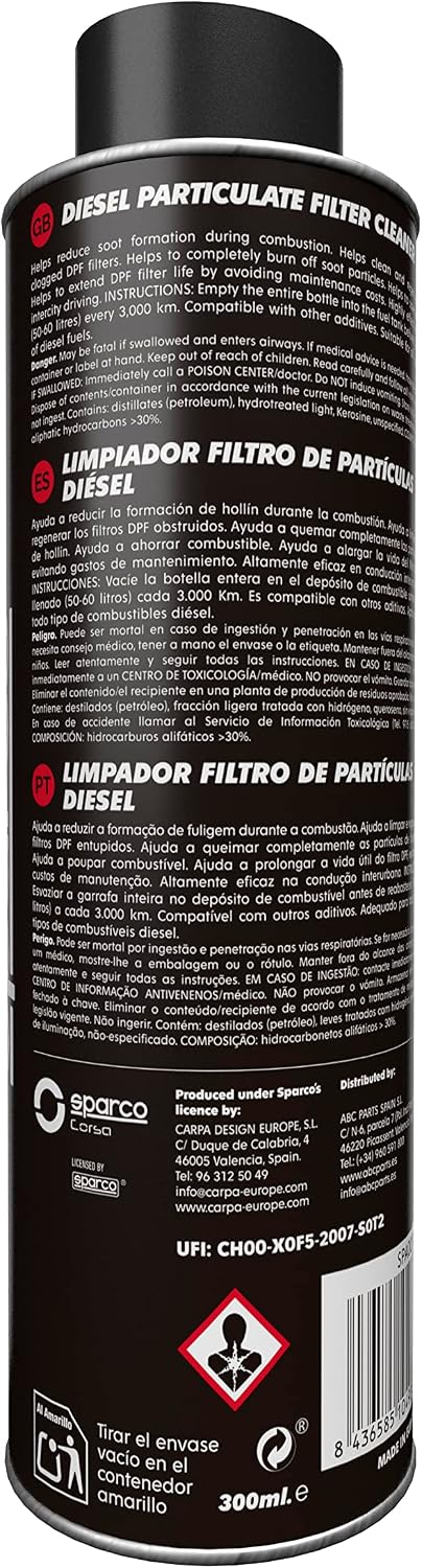 Thumbnail 5 de Sparco additif pour nettoyage du filtre à particules diesel (300 ml)