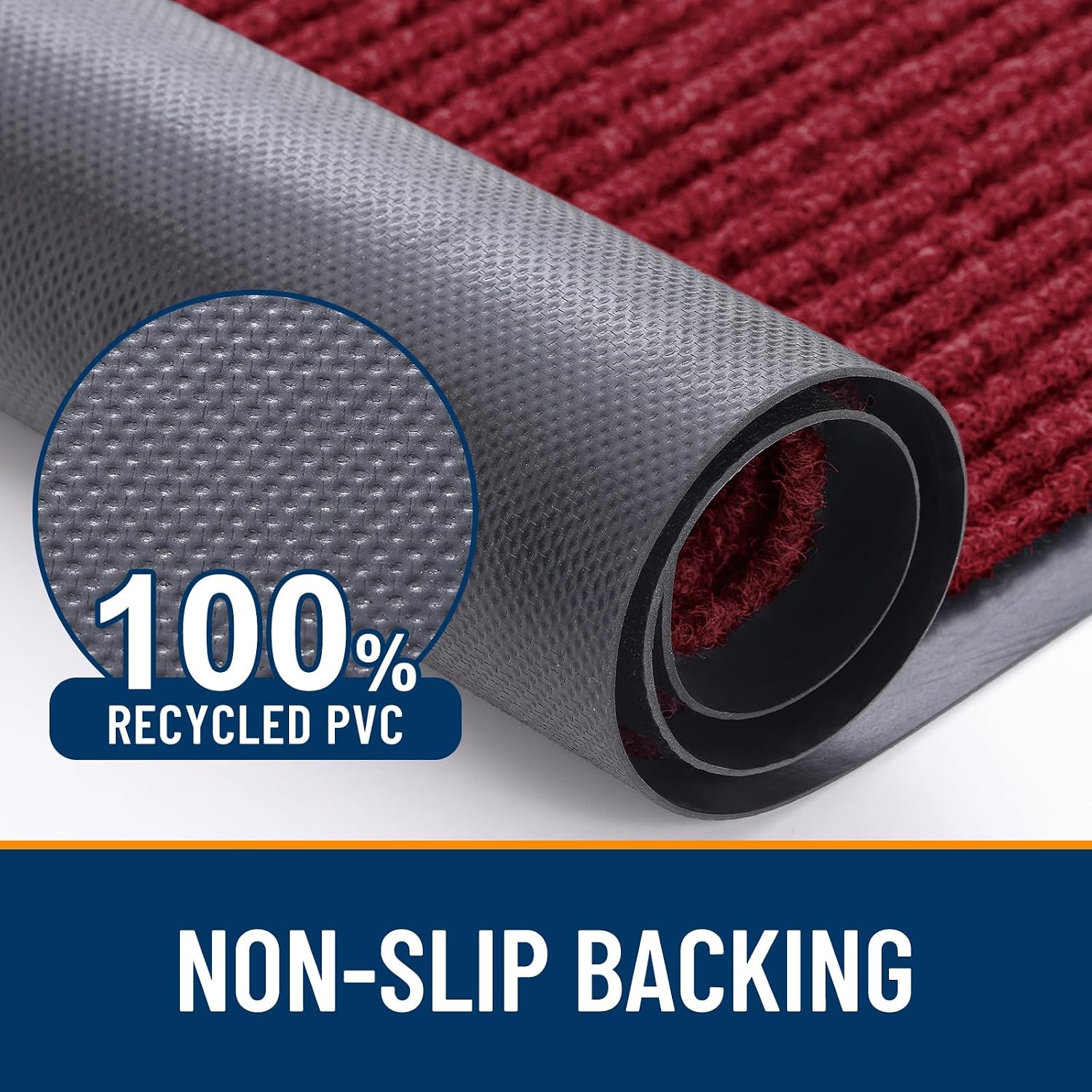 Thumbnail 2 de OLANLY 33" x 21" Waterproof Doormat, Wine Red Striped Polyester