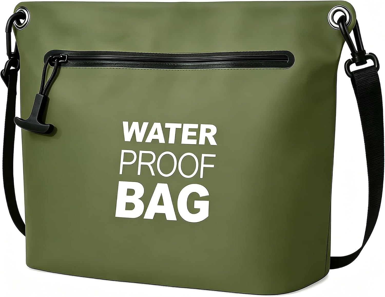 Detalle de BLUEVER Borsa Impermeabile a Tracolla con Cerniera Ermética da 4L – Verde militare