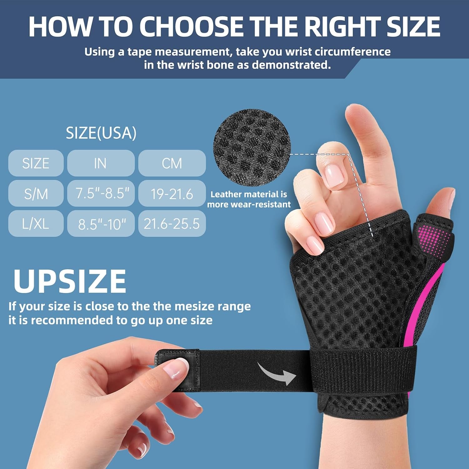 Thumbnail 4 de Fitooson Thumb Wrist Brace (Thumb Spica) for De Quervain’s, Trigger Finger, and more — Rose Pink/Black, S/M