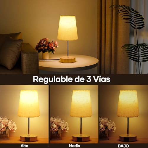 Thumbnail 2 de Suright Lámpara de Mesita de Noche Táctil con Puertos USB A y USB-C (Bombilla LED incluida) – Diseño compacto y regulable