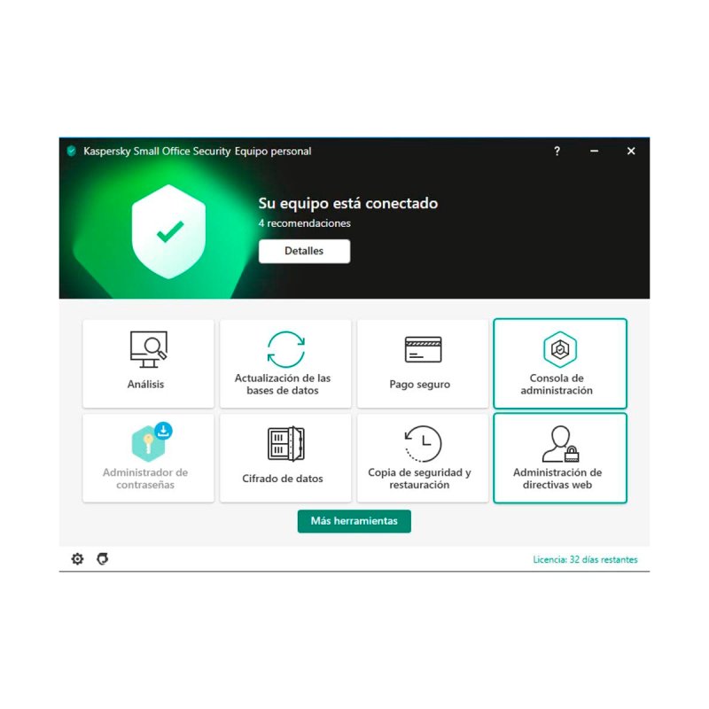 Detalle 2 de Kaspersky Small Office Security 5 Dispositivos – Licencia Digital de 1 Año para 5 PCs, 5 Móviles y 1 Servidor