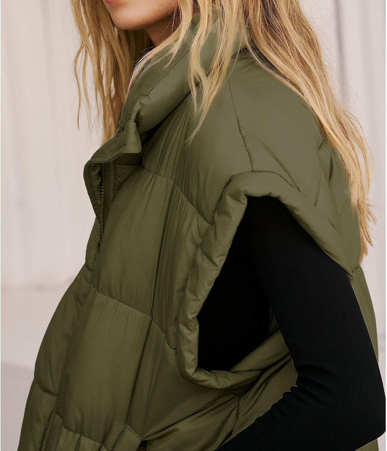 Detalle 2 de Songling Oversized Puffer Vest Quilted Warm Coat