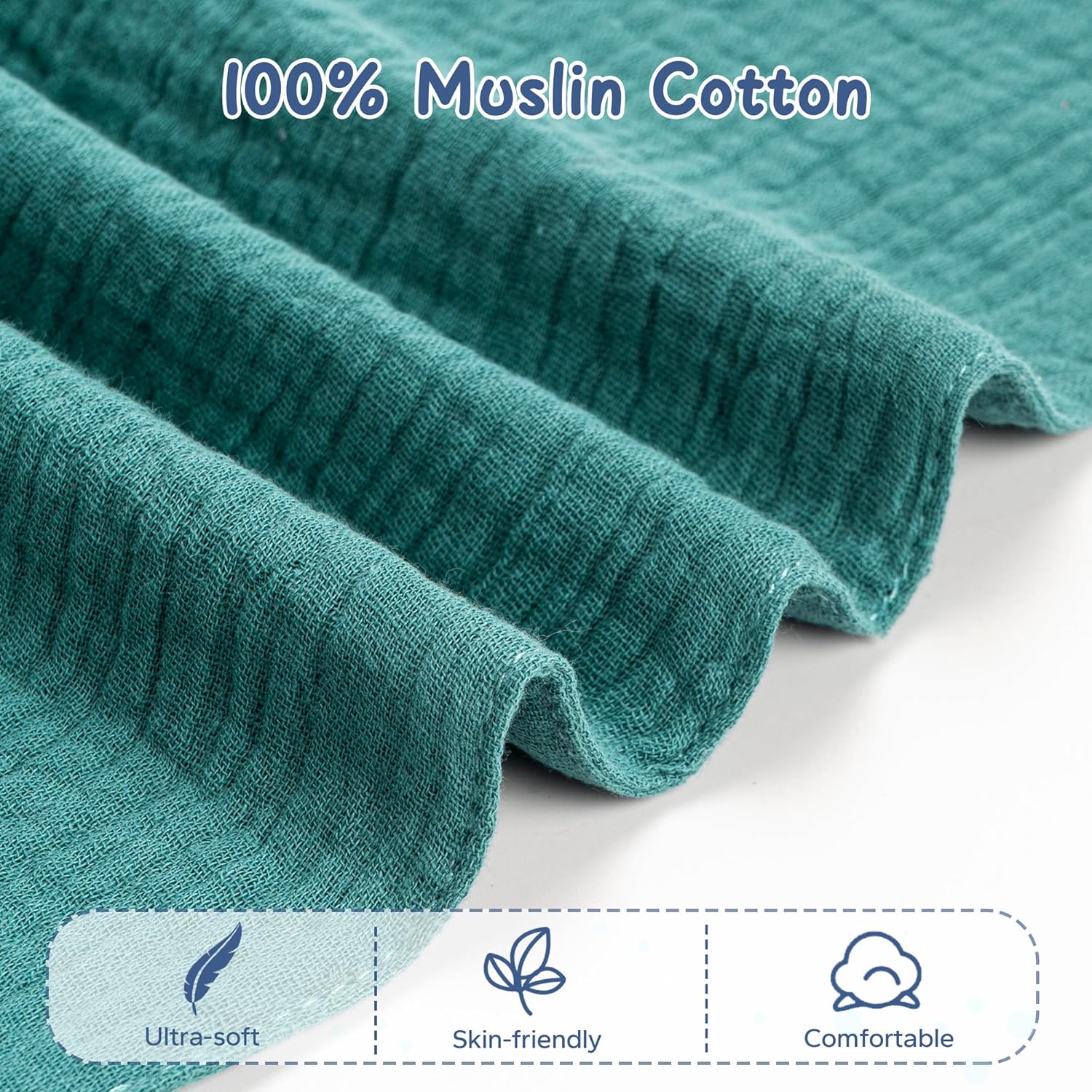 Detalle de ZIGJOY Baby Comforter Blanket Muslin Cotton Bunny Lovey (Blue) – Unisex Security Blanket