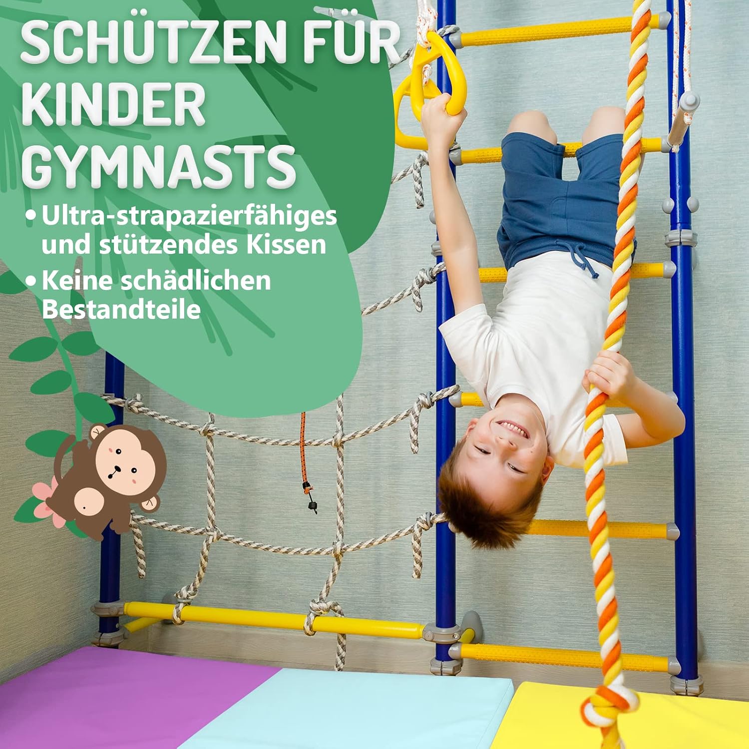 Detalle de PhysKcal 5 Panel Klappbare Weichbodenmatte – 195 x 75 x 3 cm für Kinder und Heimtraining