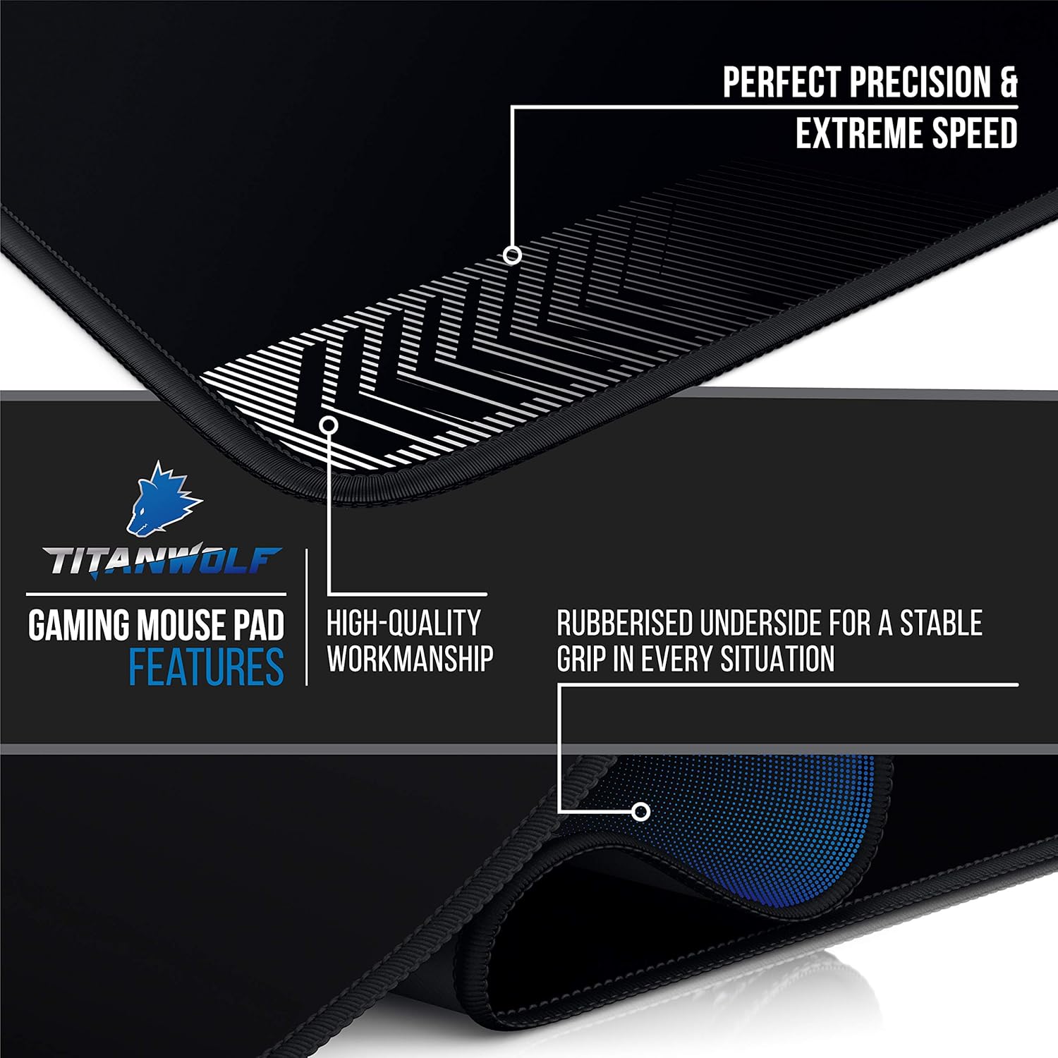 Thumbnail 2 de Titanwolf XXL Mouse Pad (1200x600mm) – XXXL desk mat with non-slip rubber base