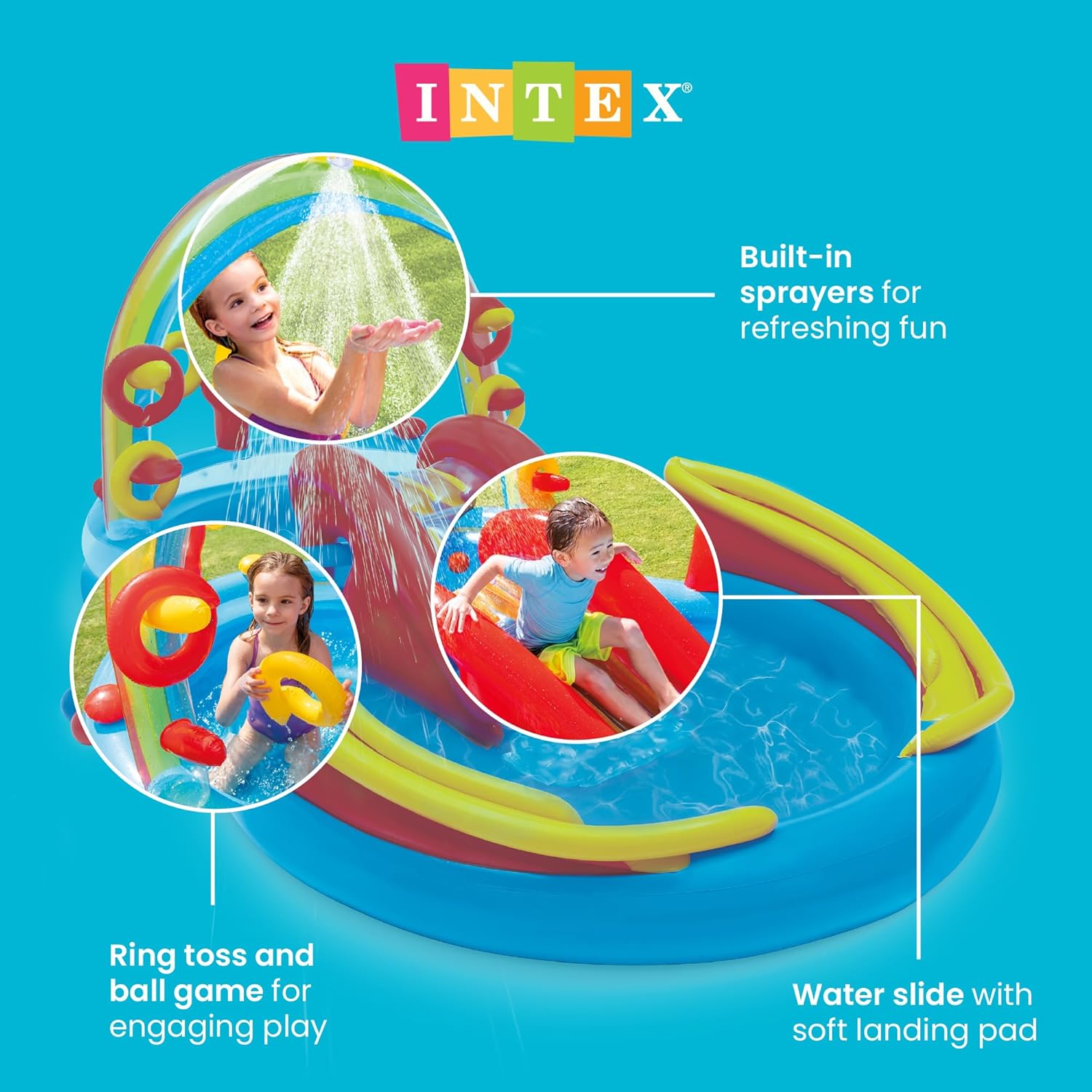 Detalle de Intex 57453NP Playground Arcobaleno – Piscina gonfiabile bambini 297x193x135 cm