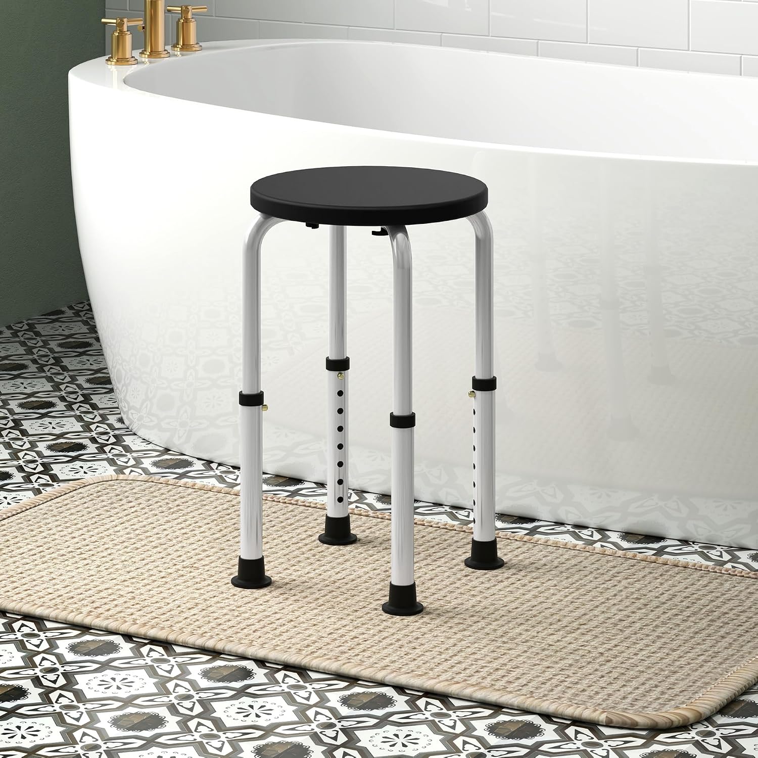 Detalle de HOMCOM 713-166V00BK douchekruk, 8 hoogtestanden en antislipvoeten