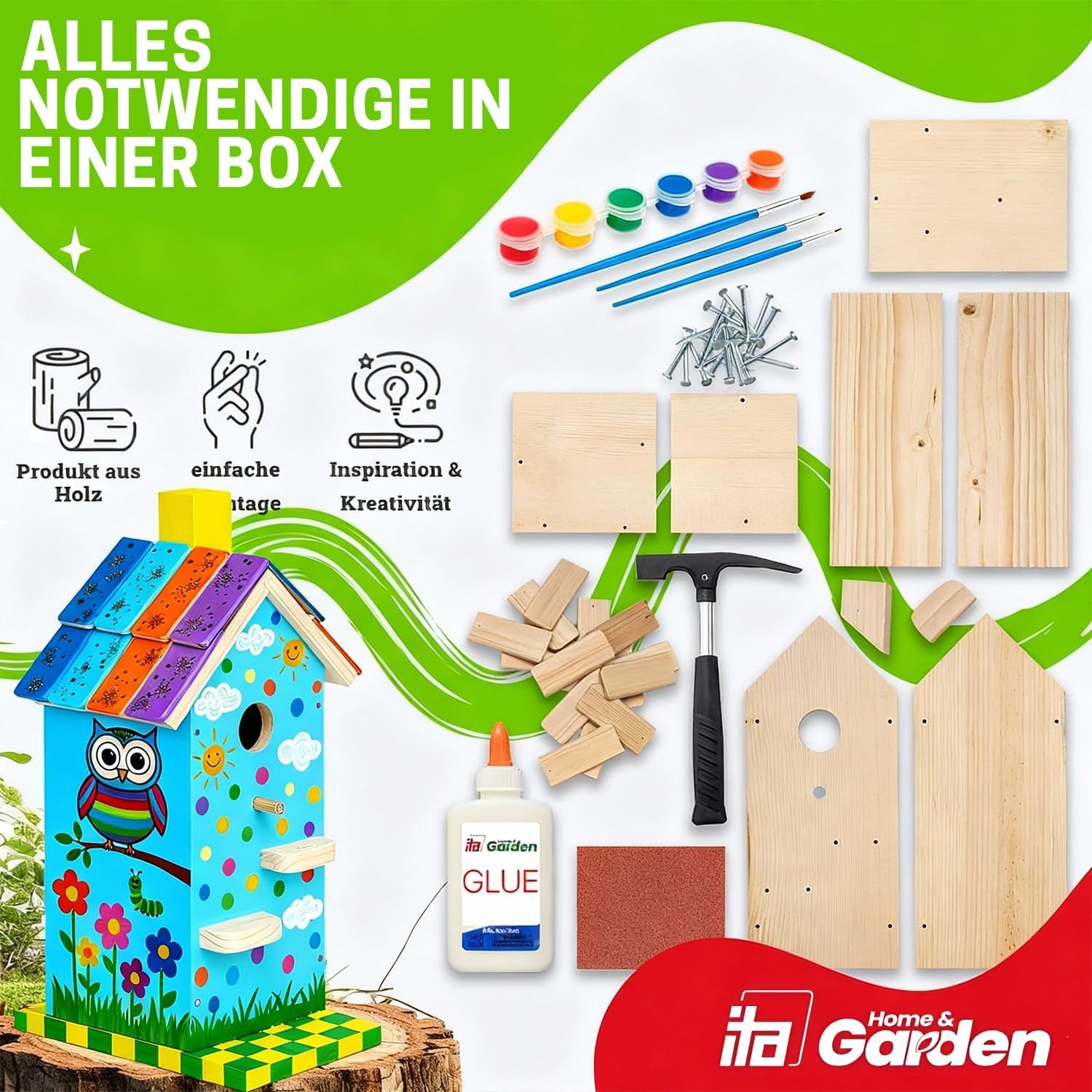 Thumbnail 1 de ITA DIY Nistkasten zum Zusammenbauen und Bemalen Skyhaven – Komplett-Bausatz für Kinder
