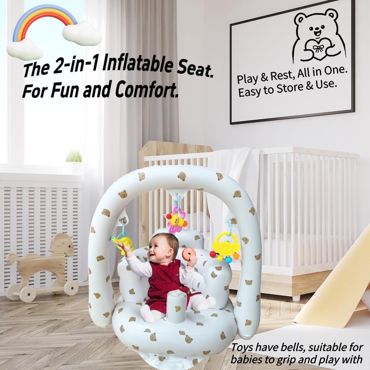 Thumbnail 6 de Seggiolino gonfiabile Little Bean per bambini 4–24 mesi con pompa integrata, supporto schiena e tavola multifunzionale