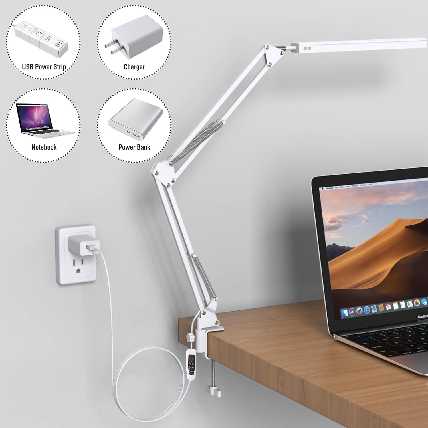 Detalle 2 de SKYLEO LED-Schreibtischlampe mit Clip – leistungsstark, flexibel, augenschutzorientiert