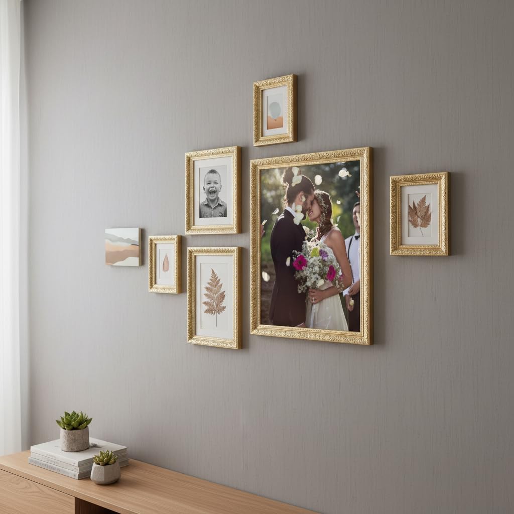 Thumbnail 2 de Cadre photo Victor Rubens vert or baroque antique 18x24 cm, moulure 30 x 20 mm avec verre véritable