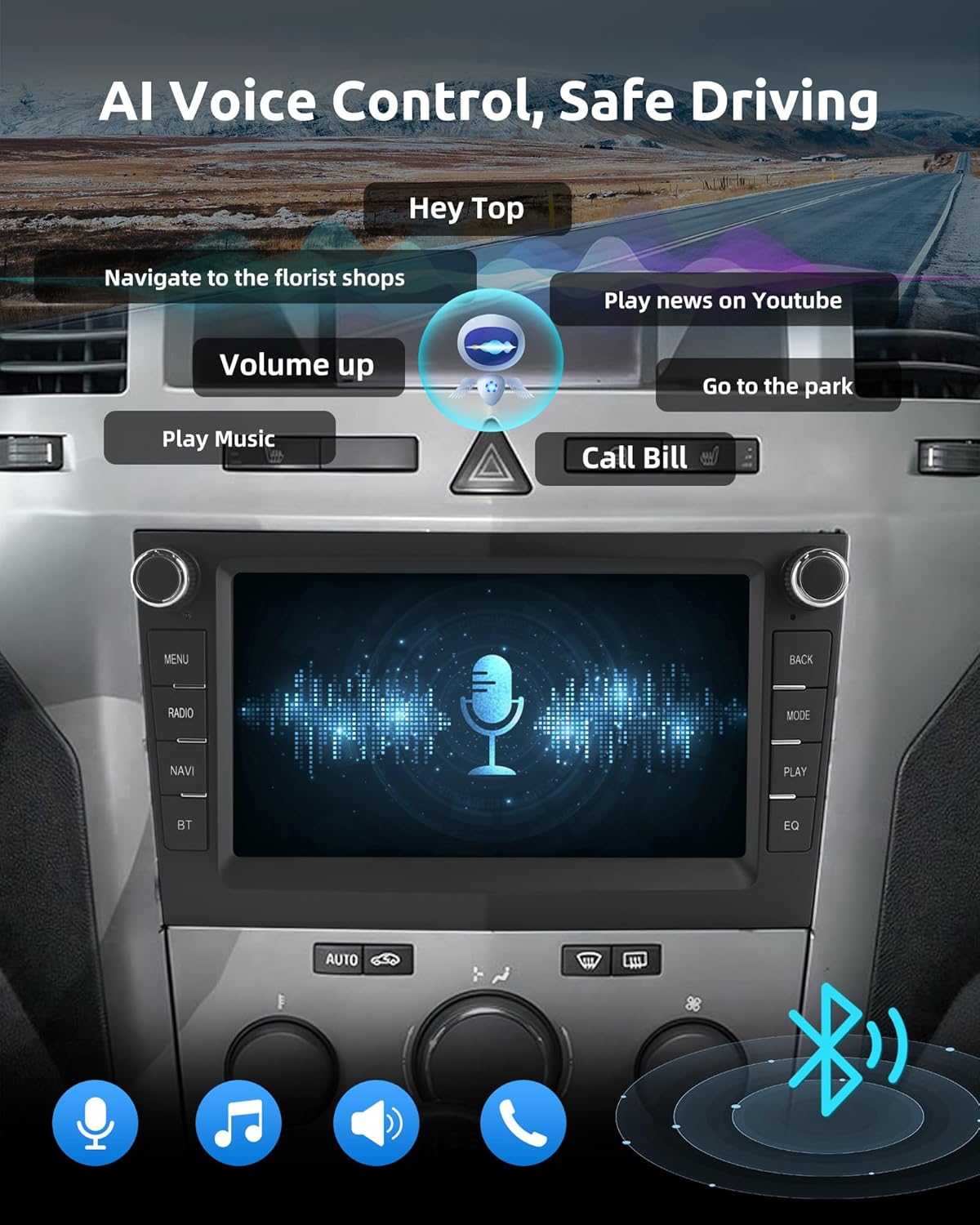 Thumbnail 3 de ESSGOO 7-inch Android 14 Car Stereo for Vauxhall/Opel: Wireless CarPlay, Android Auto & CANBUS