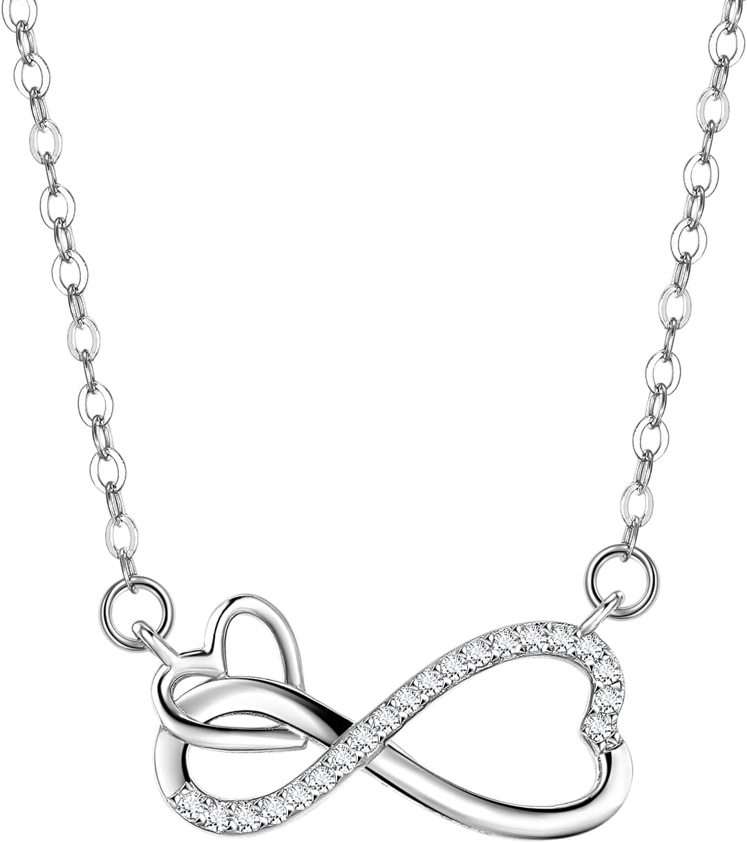 Detalle de Viwind Damen Halskette aus 925 Sterling Silber mit Infinity- und Herz-Anhänger