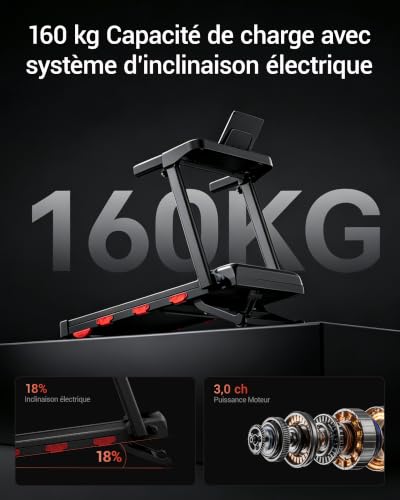 Detalle de LONTEK Tapis de Marche Inclinable Auto — pliable, silencieux et programmable