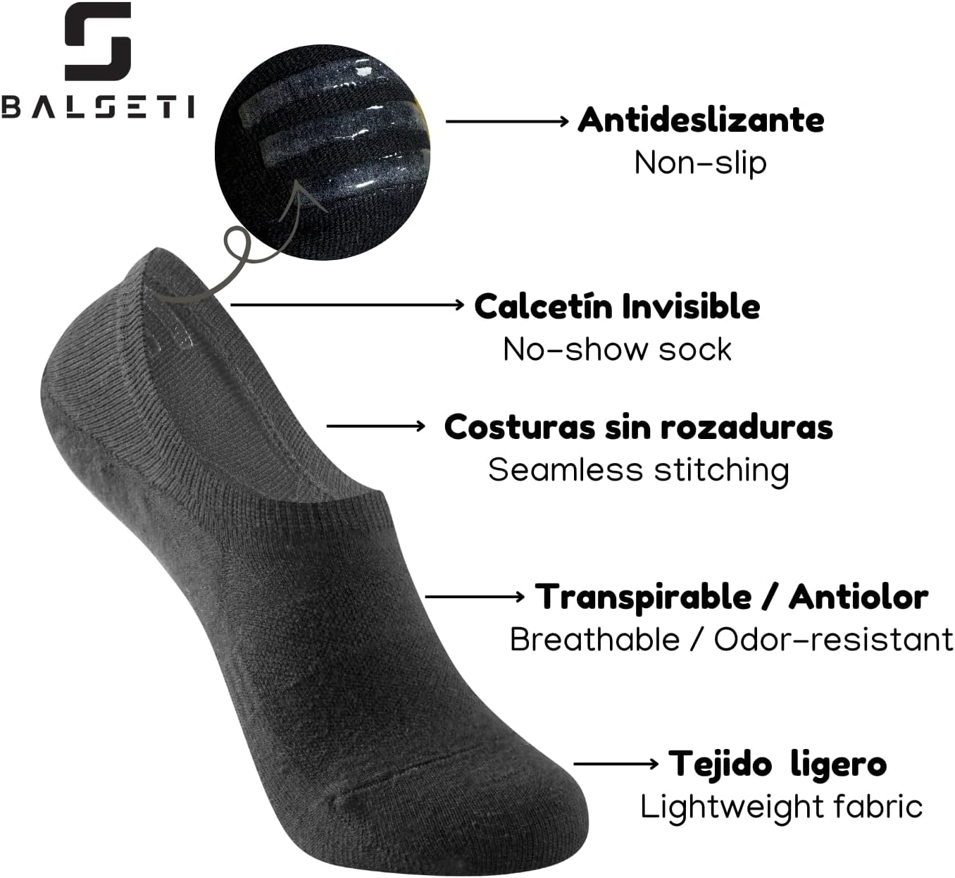 Detalle de Balseti Pinkies pack 6 pares 85% algodón