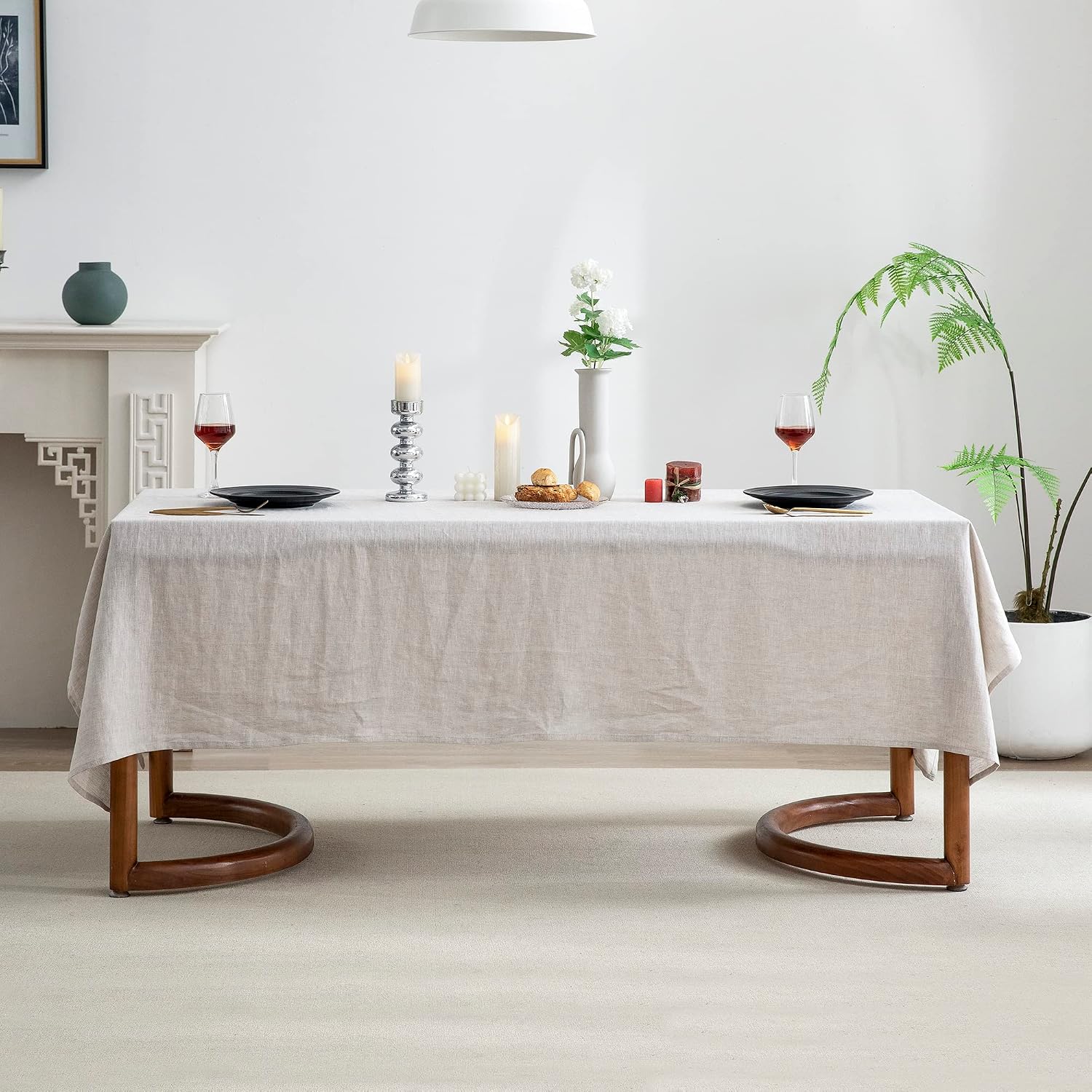 Detalle 2 de EVERLY 100% Pure Linen Rectangle Tablecloth 108×60 in