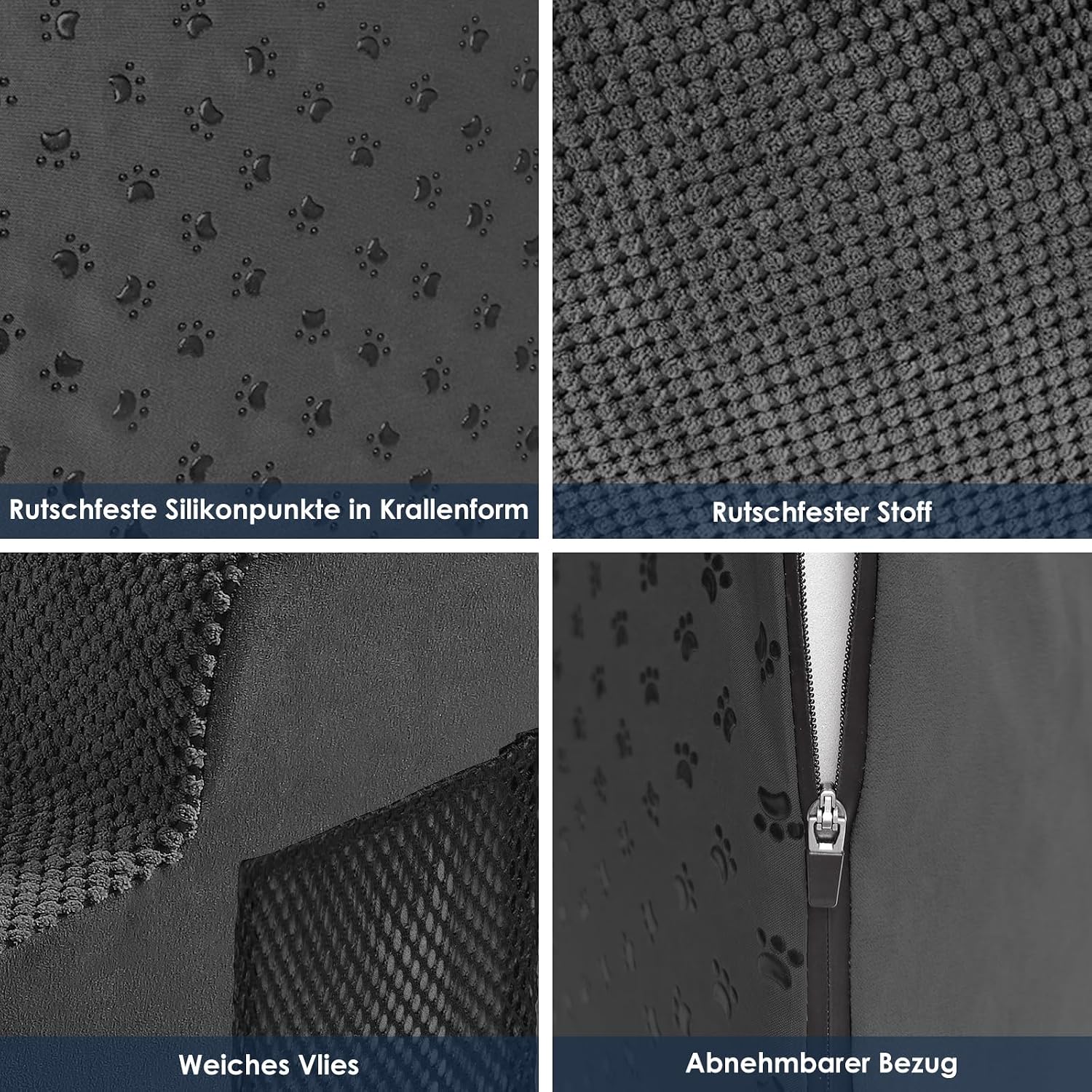 Detalle de Thihome Hundetreppe mit 2 Stufen (40 x 40 x 30 cm), rutschfest, mit waschbarem Bezug und 30D-Schaum