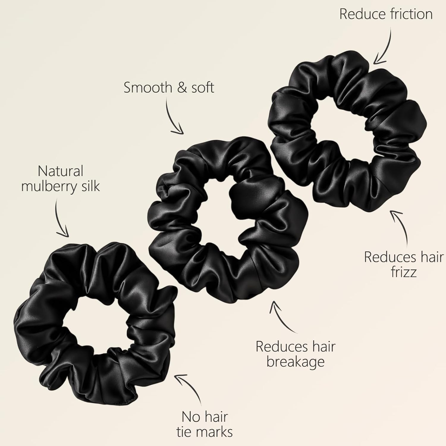 Detalle de ZIMASILK Silk Hair Scrunchies, 3-Pack