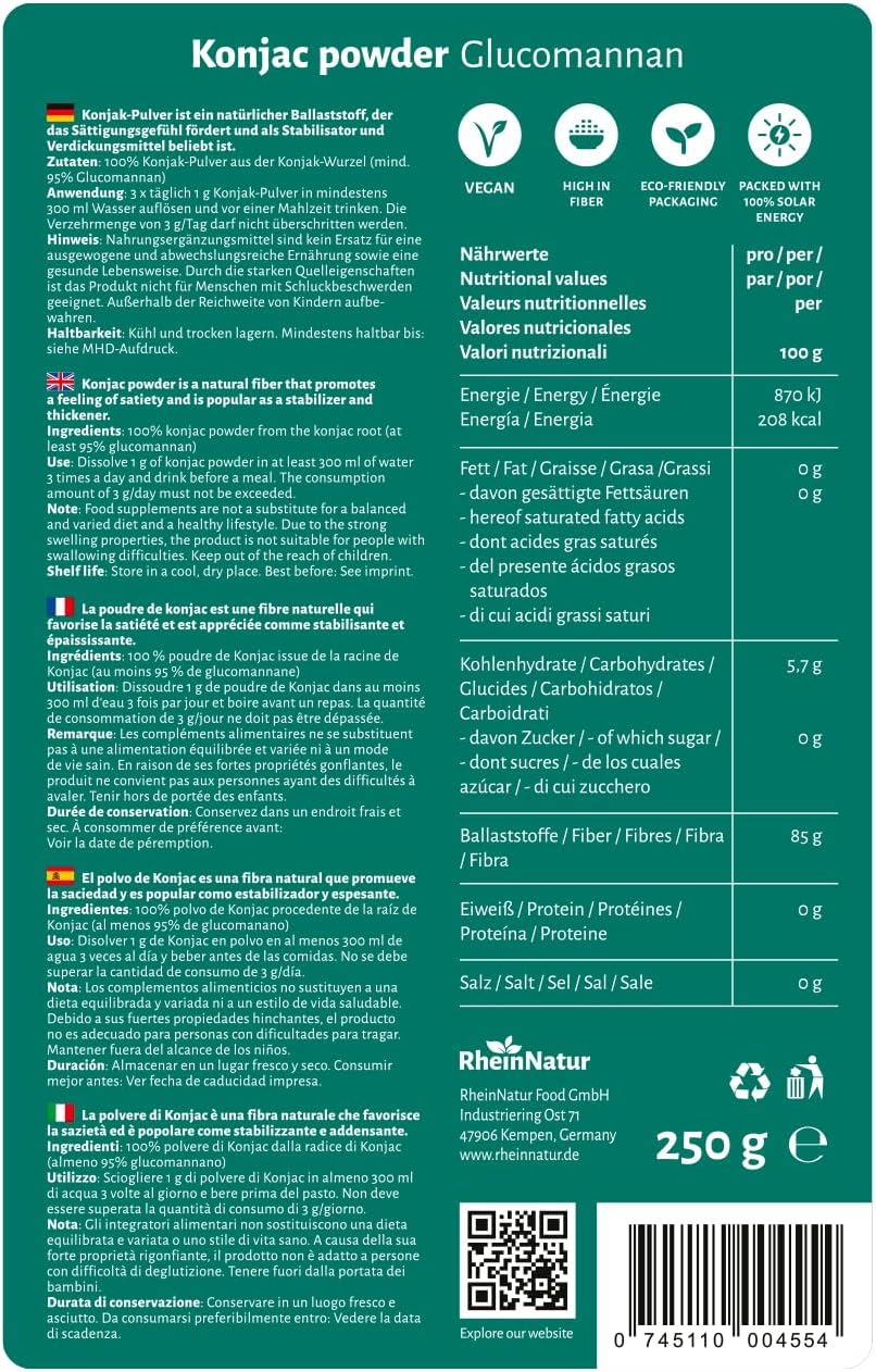 Thumbnail 4 de RheinNatur Konjacpulver 250 g – glukomannan som kostfiber och förtjockningsmedel