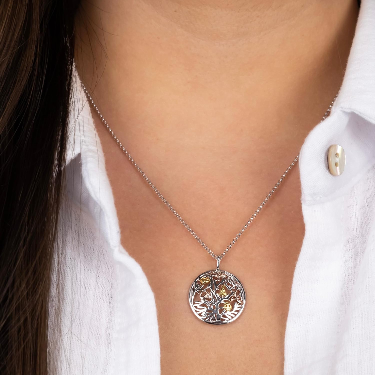 Detalle de Engelsrufer Damen Halskette aus Sterling Silber mit Lebensbaum Anhänger – verstellbar 45–50 cm, nickelfrei