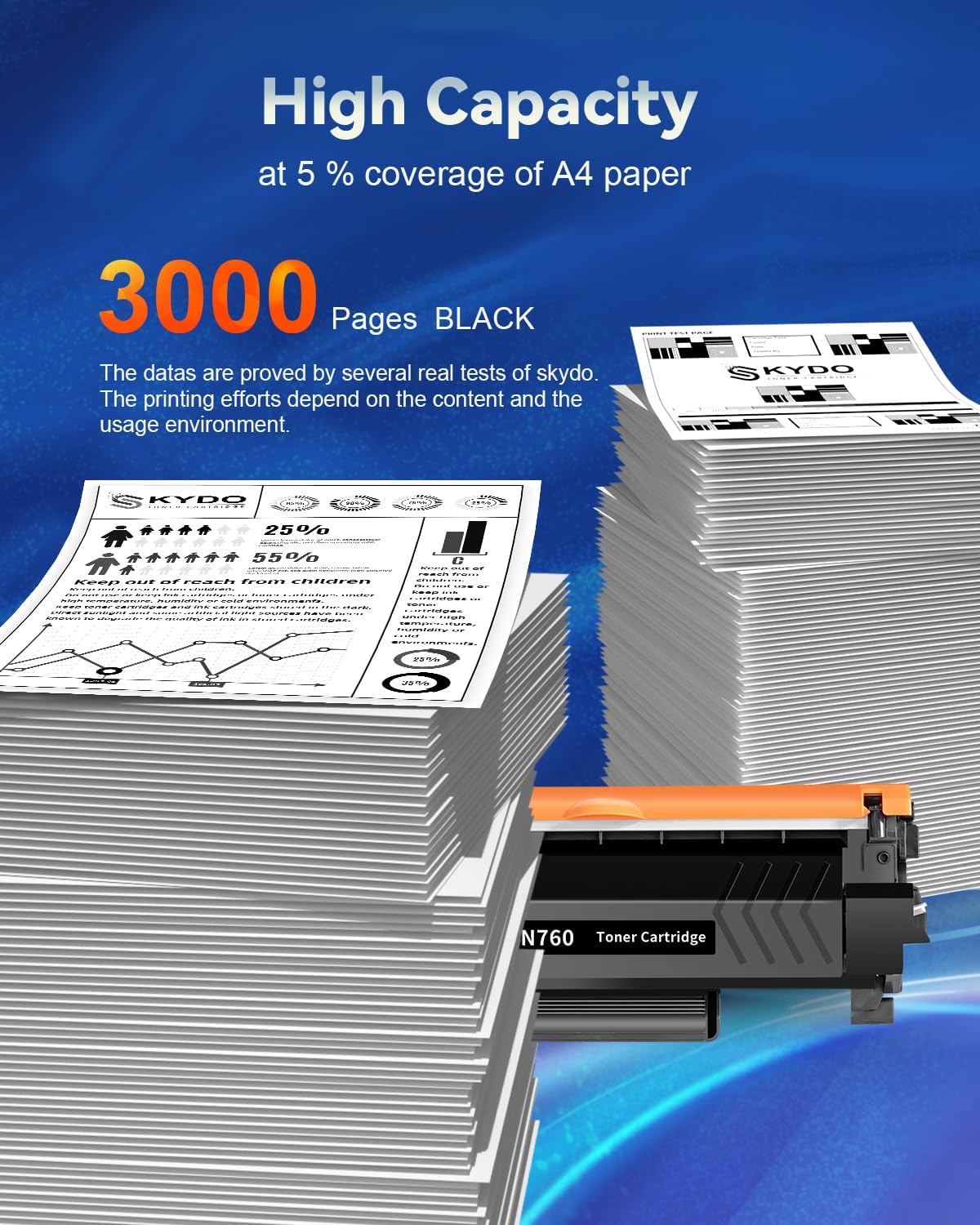 Detalle de Skydo TN760 TN730 Black Toner Cartridge 2-Pack with Chip, Up to 3,000 Pages Each