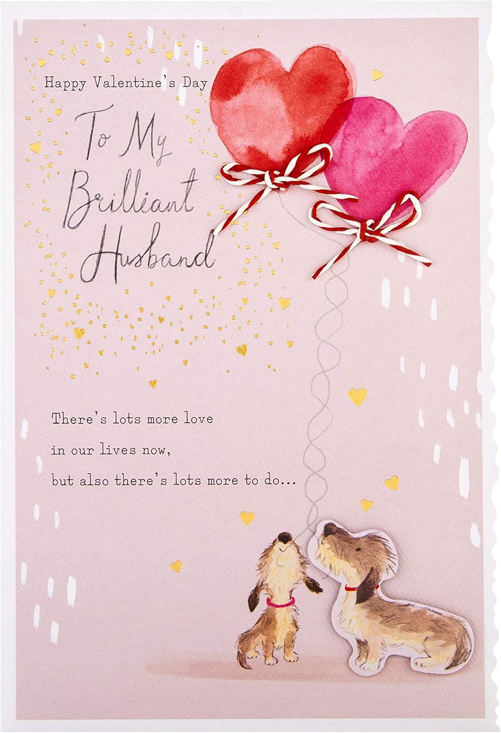 Thumbnail 1 de Hallmark Valentinstagskarte für Ehemann – niedliche Hunde & Herzballons, rosa