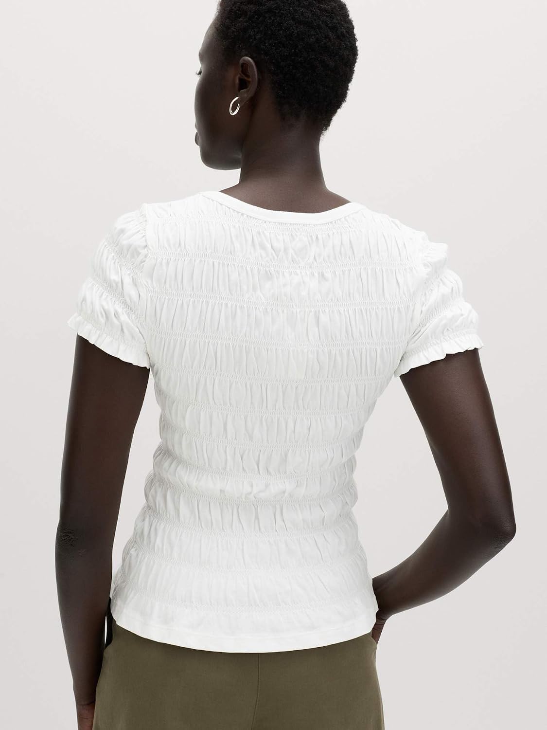 Detalle 2 de Marks & Spencer damestop van puur katoen met gesmokte details en pofmouwen