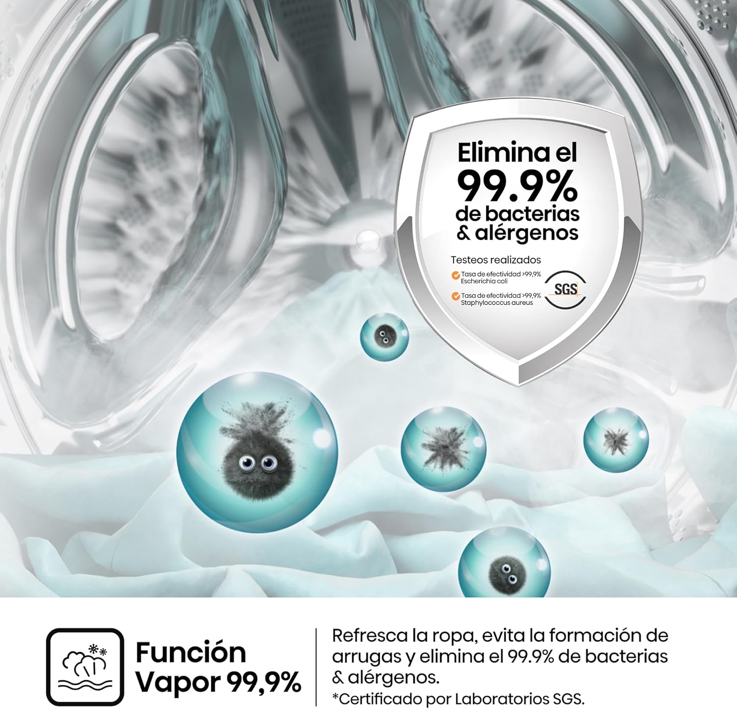 Thumbnail 5 de Hisense WF1Q9041BW: Lavadora 9 kg, 1400 rpm, Vapor 99,9% y tecnología Inverter