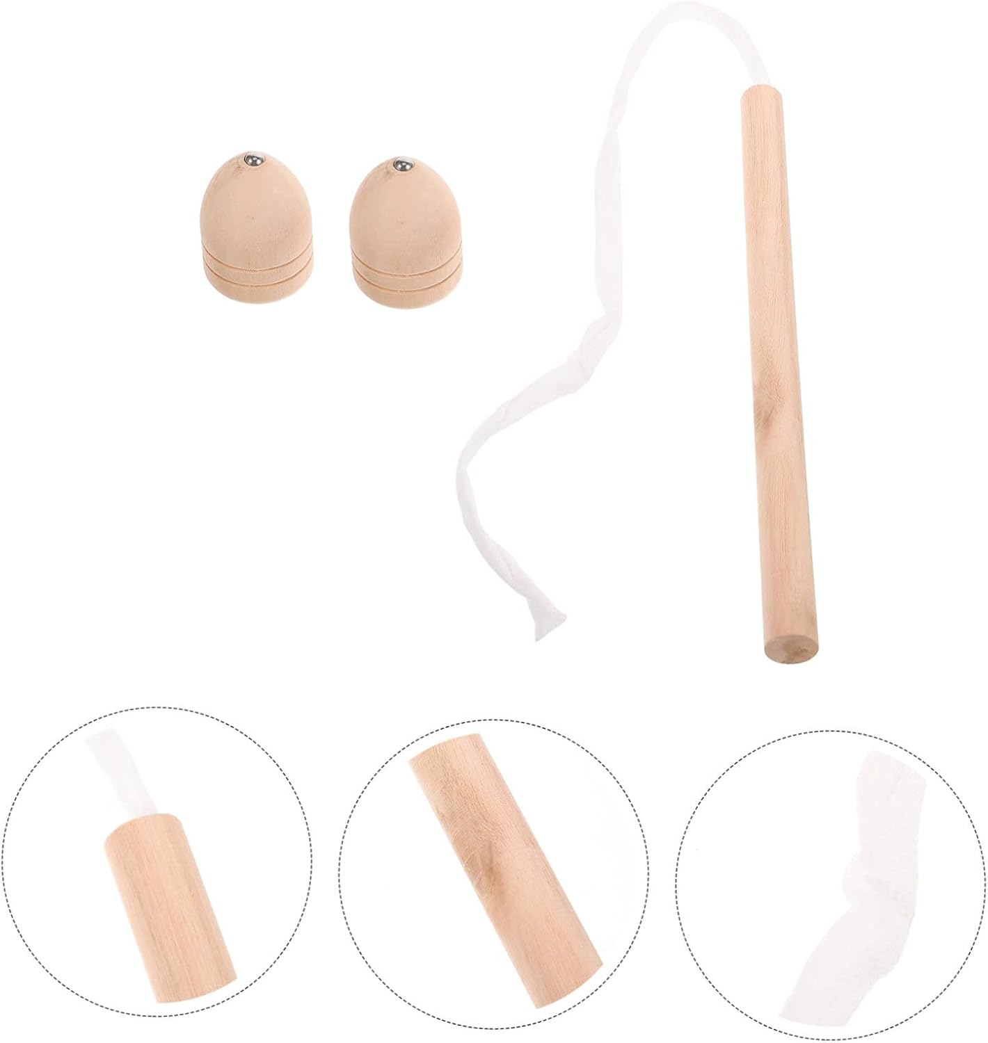 Detalle de JOINPAYA Wooden Gyro Toys Set with Whip – Traditional Chinese Spinning Tops for Hand-Eye Coordination Development