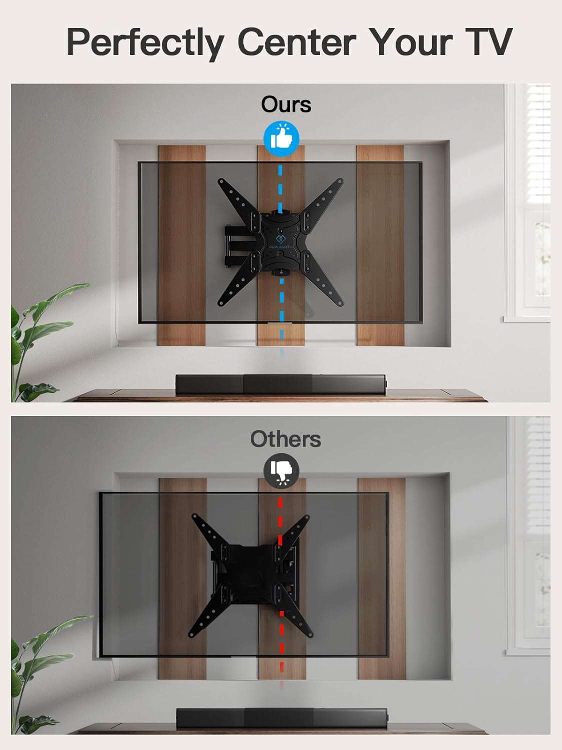 Thumbnail 5 de PERLESMITH Full Motion TV Wall Mount (27–60 in) for Flat & Curved TVs — Single Stud, VESA up to 400x400mm