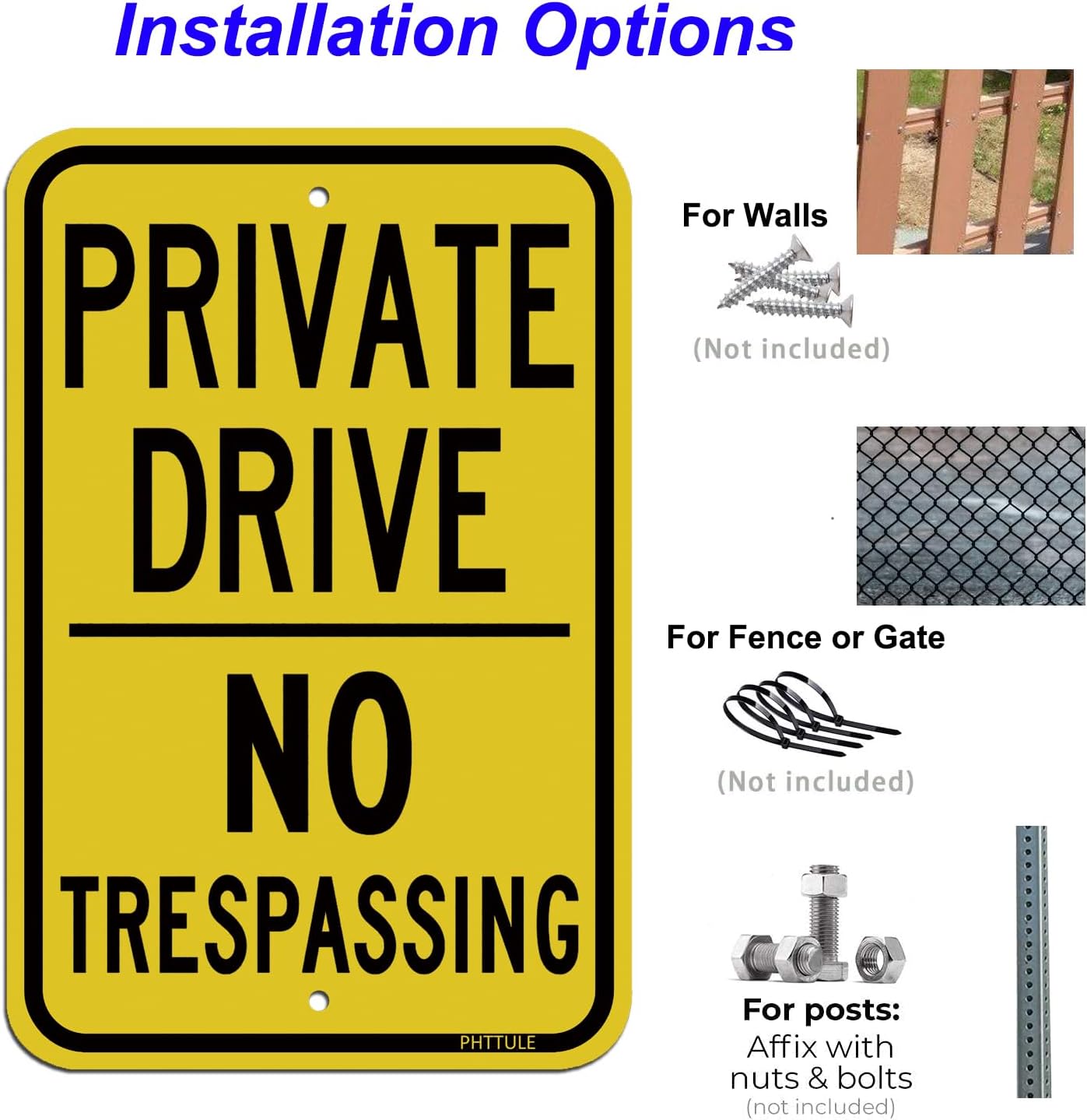Detalle 1 de PHTTULE Private Drive Sign, 12 x 18 Inches