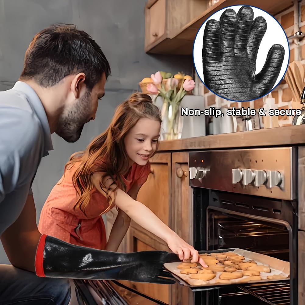 Detalle de AMFUN Guanti Barbecue ignifughi e resistenti al calore da forno, BBQ e saldatura (35 cm)