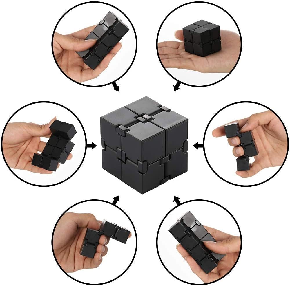 Detalle de SMALL FISH Infinity Cube Fidget Toy, Black 1.5-Inch ABS Plastic