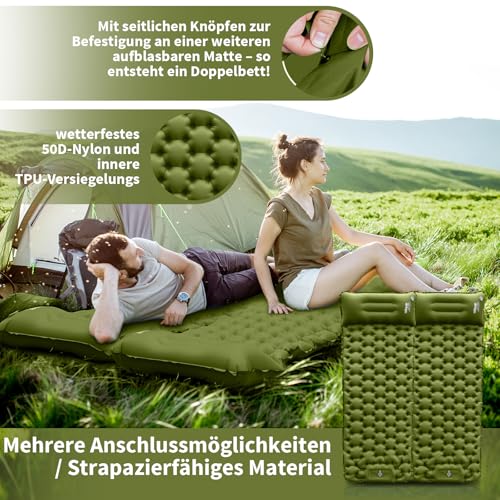 Detalle 2 de HiiPeak Isomatte mit Fußpumpe, integriertem Kissen und 195 × 65 cm