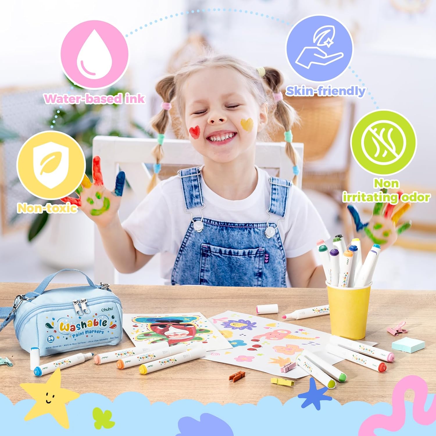 Thumbnail 1 de Ohuhu 24 feutres acryliques lavables ⚙️