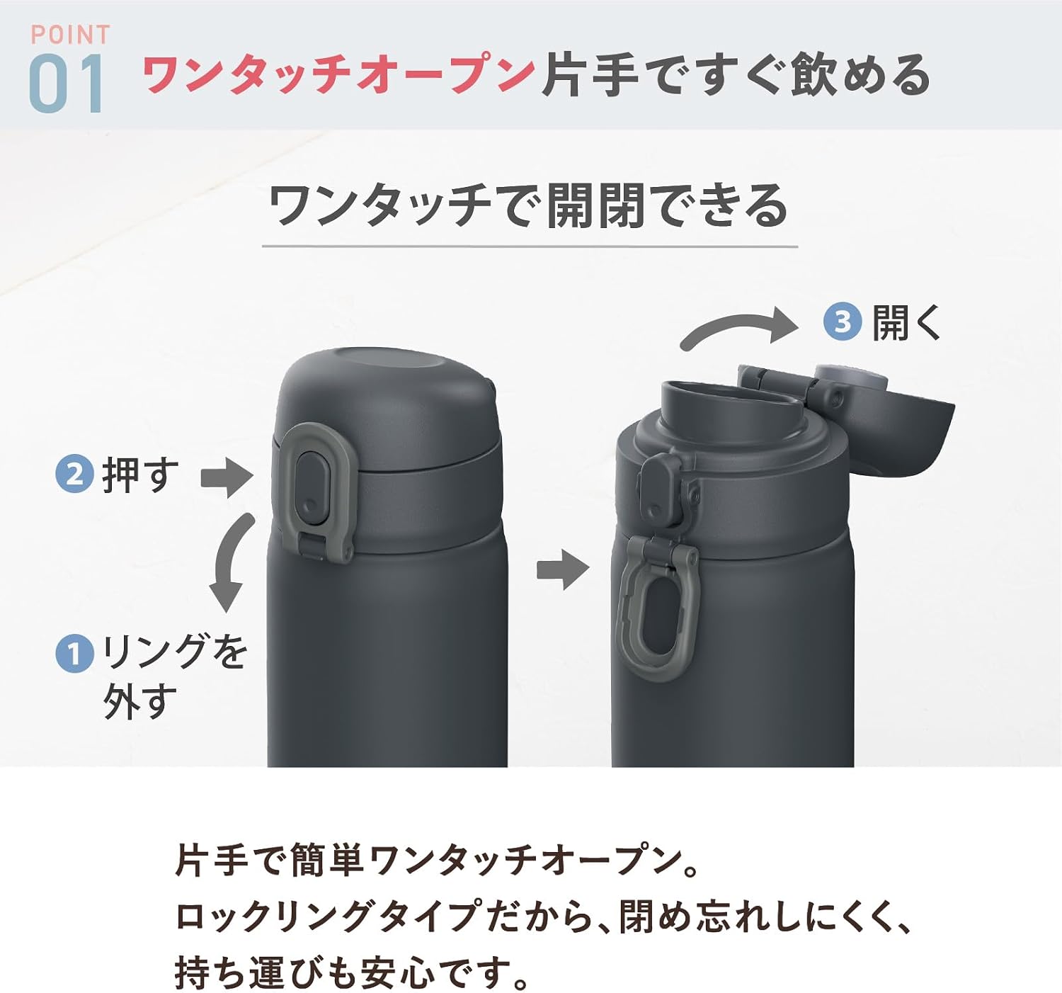 Detalle de Peacock AKT-60 HCH ワンタッチマグボトル 600ml 真空二重構造・片手開閉